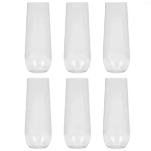 Tass jetables pailles 6 pcs Champagne Verre boisson verres de tasses sans tige glacée à thé fournit la mariée en conteneur pour animaux