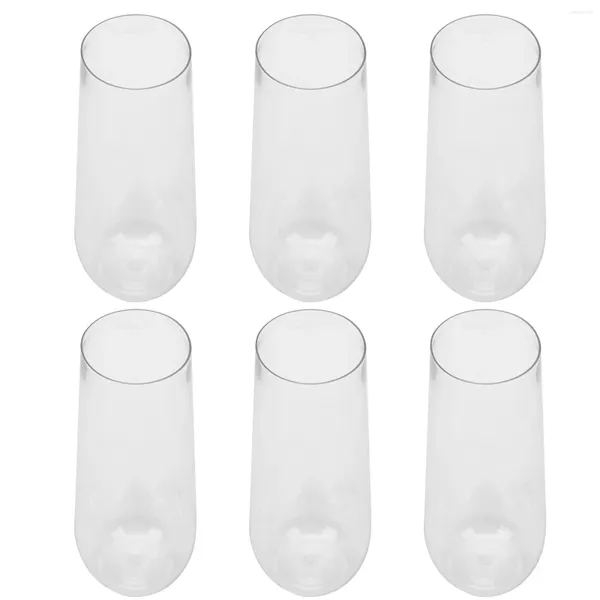 Gobelets jetables pailles 6 pièces verres en plastique Transparent S tasse d'eau boisson lait tasse transparente ménage l'animal de compagnie mariée