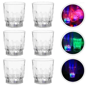 Gobelets jetables pailles 6 pièces verres à whisky fournitures de fête d'anniversaire barre lumineuse S tasse LED brillant clignotant conteneur bouton