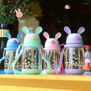 Wegwerpbekers rietjes 600 ml gewei Waterfles kinderen Bounce stromingsware cartoon schattige reissporten buitenriem kawaii cup