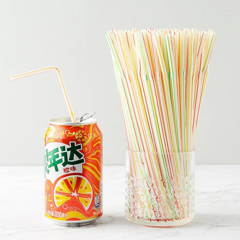 Disposable Cups Straws 600pcs Multicolor Plastic Long Flexible Drinking For Party Weddings Bar Juice Striped Straw