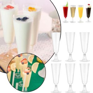 Tasses jetables Paies 6pcs Glitter Plastic Classicware Glass comme Champagne Wedding Parties Flastes de toit