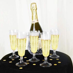 Tasses jetables pailles 6pcs flûtes en plastique flûtes verres à vin toasting pour la réception de mariage de fête d'anniversaire et autres célébrations