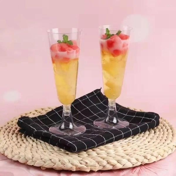 Tasses jetables Paies 6pcs Plastique Champagne Verre Cuisine Cuisine Copie de flûtes claires verres de cocktail épaissis de la fête de mariage