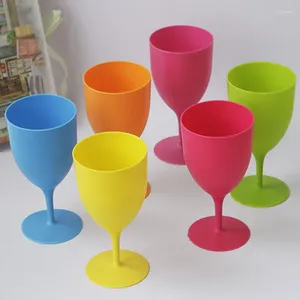 Wegwerpbekers rietjes 6 stks/set hoogwaardige plastic wijnglasglass cocktail champagne picknick