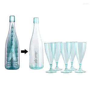 Gobelets jetables pailles 6 pièces/ensemble, tasse à Champagne en plastique avec bouteille de boisson froide, jus de Cocktail Transparent, vin pour fournitures de fête, outils