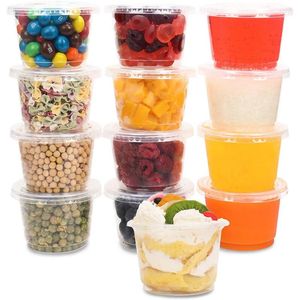 Wegwerpbekers rietjes 8 oz plastic kopje 250 ml plat deksel parfait 50 sets ijsvoedselcontainer dessert feestbenodigdheden