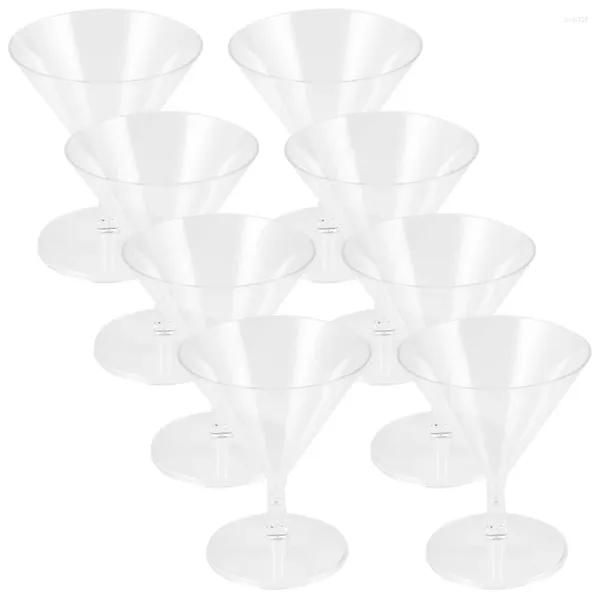 Vasos desechables con pajitas, copas de cóctel de plástico transparente, copas de cóctel reutilizables, 8 Uds.