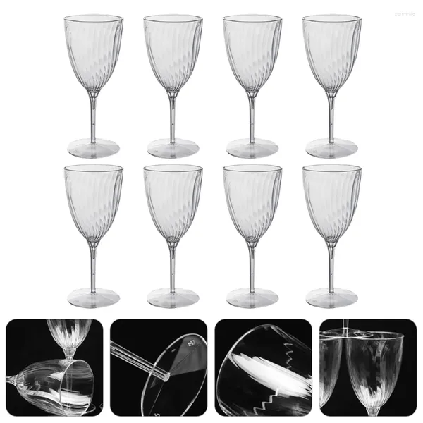 Tasses jetables pailles 8 pcs en verre à une tasse rouge en plastique verres en plastique boissons