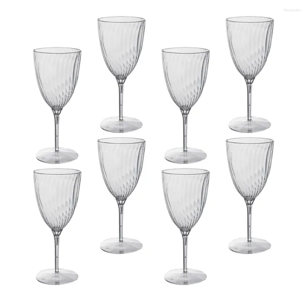 Gobelets jetables pailles 8 pièces verre plastique flûte à champagne One-ff verres transparents rouge