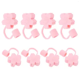 Tass jetables pailles 8 pcs paille poute Capes de poussière Citrins de décoration réutilisables couvrent le gel de silice cerise