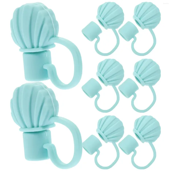 Gobelets jetables pailles 8 pièces bouchon de paille bouchon anti-poussière couvercle Silicone Kawaii couvre coque protecteur pointe Gel de silice Toppers pour gobelets