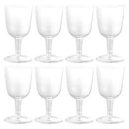 Gobelets jetables pailles 8 pièces verres à vin en plastique fond amovible grand verre transparent fête de mariage Cocktail Dessert