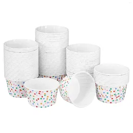 Tasses jetables pailles tasse de cuisson tasse de papier sundae gâteau en papier enveloppe bols de desserts