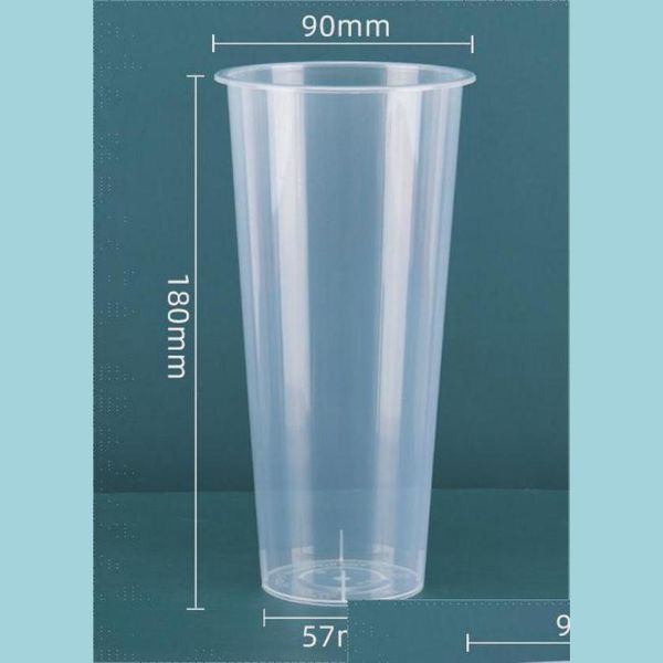 Vasos desechables Pajitas Bebidas Bebida fría Taza de plástico Jugo de fruta Comercial Desechable Leche Té PP Esmerilado Transparente P Bdesybag Dhnis