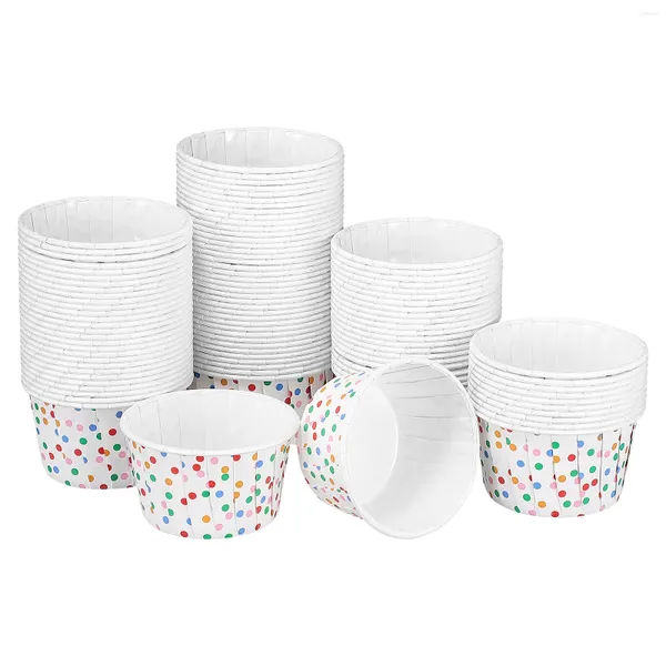 Vasos Desechables Pajitas Cabilock 100 Piezas Tazones de Postre de Papel de Puntos para Helado de Pastel de Helado