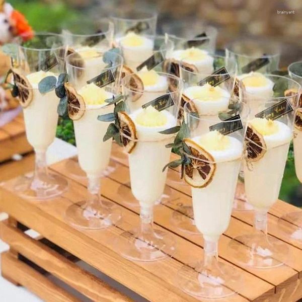 Gobelets jetables pailles verre à Champagne en plastique dur vin rouge fête Festival vaisselle fournitures de mariage