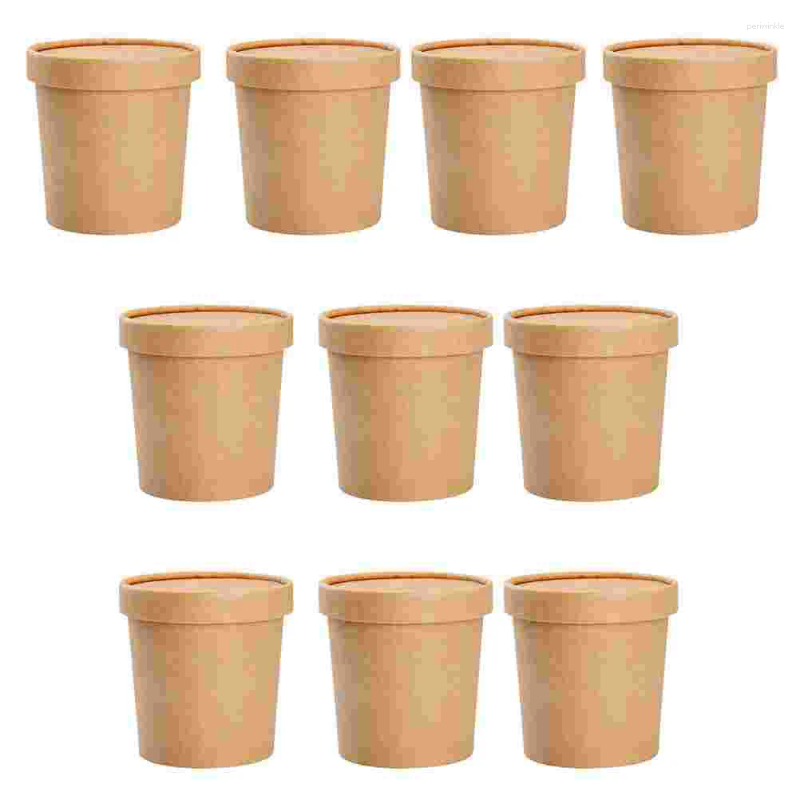 Disposable Cups Straws Craft Paper Soup Food Containers Porridge For Home Kraft Cup Bucket