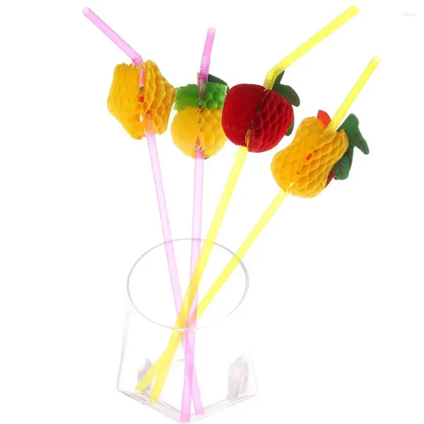 Gobelets jetables pailles créatives BBQ, 50 pièces/lot, assortiment de fête, piscine, décoration 3D, Cocktail, boisson aux fruits