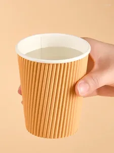 Tasses jetables Paies tasse de café couche buvant du papier double épais 280 ml 8 oz ondulé 80pcs / pack