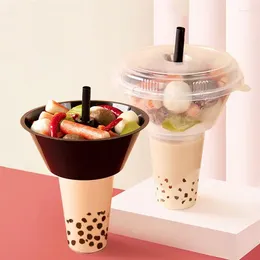 Tass jetables Paires tasse collation boisson café boîte en plastique bol de support français alimentaire alimentaire Fry Top Boîtes