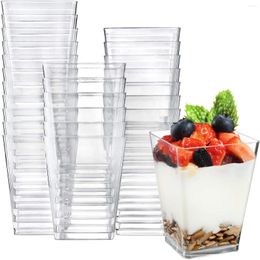 Tass jetables Paires de desserts Mariage à un plateau trapézoïdal fourni Mini Festival de conteneurs transparent 12 / 24pc