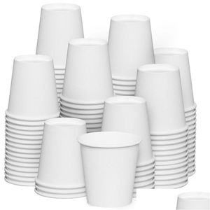 Gobelets jetables Pailles Gobelets en papier blanc jetables Boisson Boire du café Thé Tasse de lait Accessoires de boisson Livraison directe Maison Jardin Dhgqd