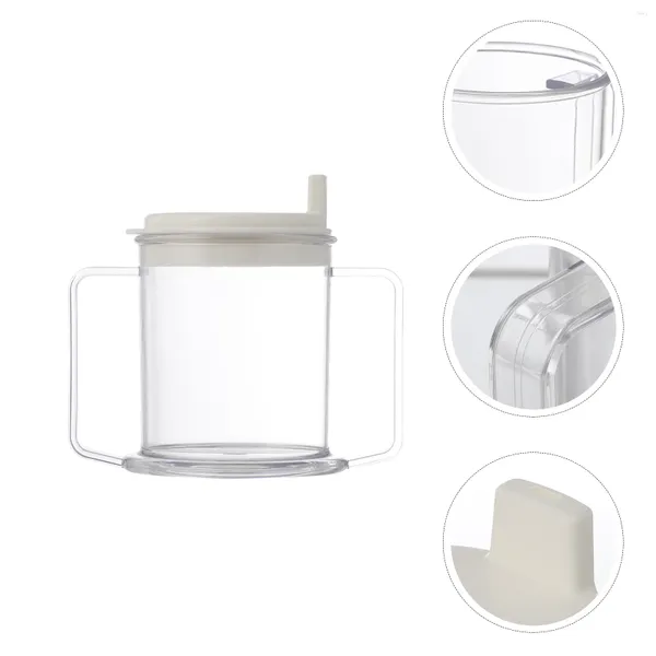 Tazas desechables pajitas bebidas tazas de helado de vidrio plástico con doble manija de agua vasos para niños cocción cocina anti-vharing jugo