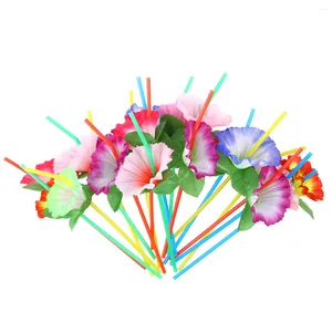 Tasses jetables Paignes de fleurs en verre Fleurs parapluies avec parapluie de cocktail luau