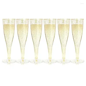 Wegwerpbekers rietjes goede champagne fluiten 6,5 oz transparante plastic glazen 1 set 6 pack