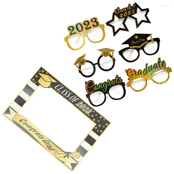 Coupes jetables Paies Graduation Party Po Booth Lunettes Lunettes Cadre Grad Supplies Fournitures Papitre Paper Selfie Favors Classe d'images