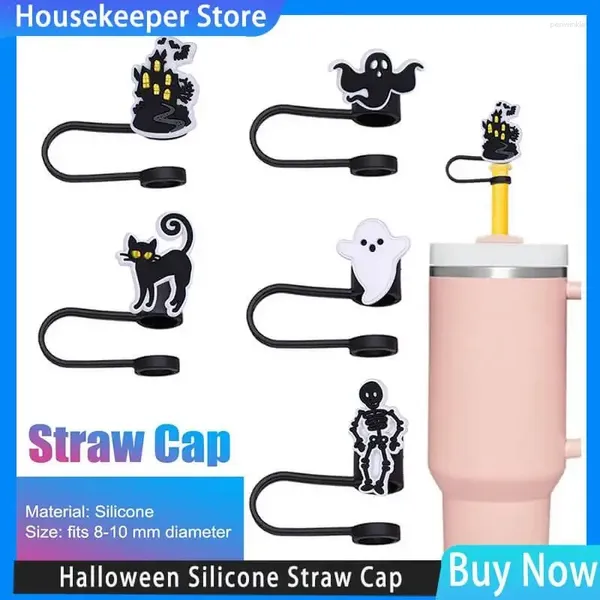 Tasses jetables Paires Halloween Silicone Paille Cap horrible film Topper Airhing Brinking Dust Splash Proof