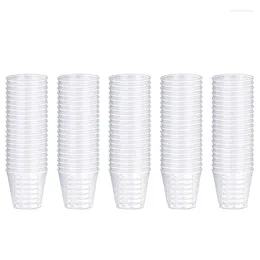 Gobelets jetables pailles KX4B 100x verres en plastique réutilisables 30ml pour fête à domicile transparent