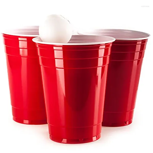 Copas desechables pajitas lber 50pcs/set 450ml de copa de plástico rojo barra de fiesta suministros de restaurantes para el hogar para el hogar