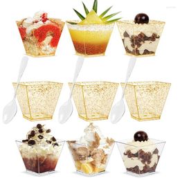 Wegwerpbekers rietjes Mini Dessert Cup Plastic Ice Cream Diy Pudding Apetizer Bowl Bruiloft Party Supplies Transparant Fruit Tray Verjaardag