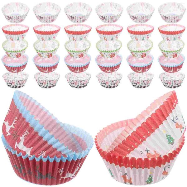 Tazas desechables pajitas mini revestimiento de muffins de papel pequeño envoltorio de cupcake para hornear suministros de grasaf para envoltura navideña adorable