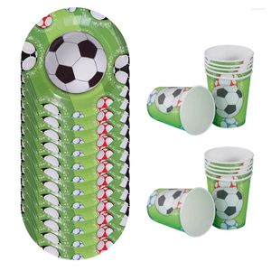 Gobelets jetables pailles gobelets en papier assiettes assiettes vaisselle de fête de Football département des sports Kit de motifs de Football thème bébé