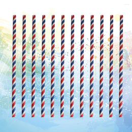 Wegwerpbekers rietjes patriottisch papier onafhankelijkheidsdag roodblauw witte stripe 200pcs