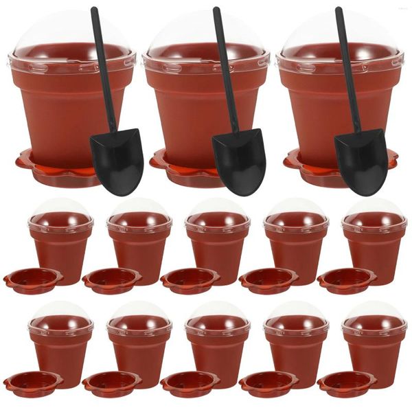 Gobelets jetables pailles planteur gâteau crème glacée Dessert pour fête Mousse servant tireur Pudding plastique pot de fleurs en forme de Desserts