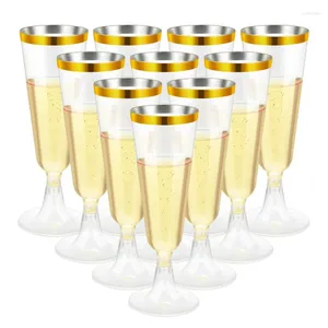 Tasses jetables Paignes en plastique champagne en verre biodégradable or bilmé 25pcs 150 ml adapté aux fêtes de fête et aux ustensiles de cocktails