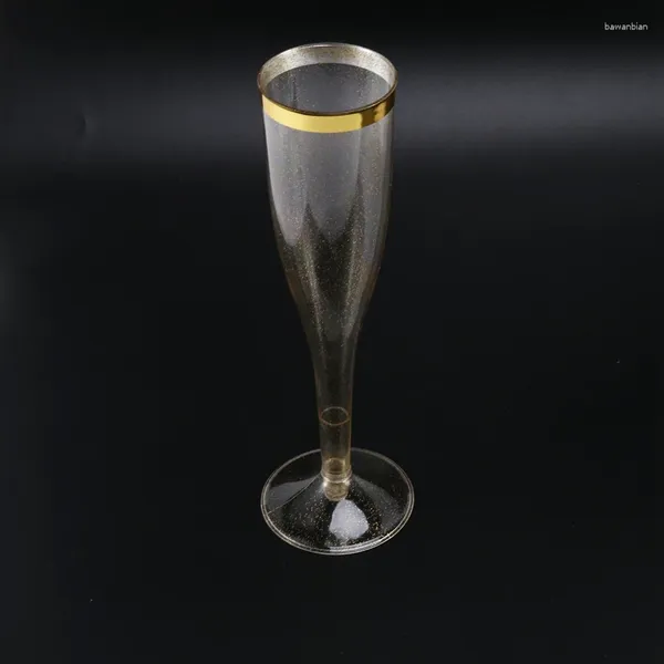 Paies jetables Paies - flûtes de champagne en plastique avec des paillettes dorées et des verres Mimosa réutilisables pour décorations de fête