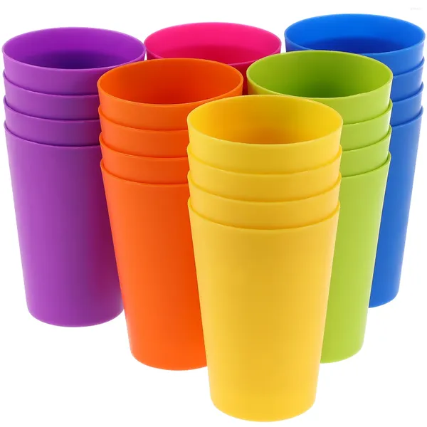 Gobelets jetables pailles en plastique pour enfants, eau de grande capacité, boisson de fête, verres à boire colorés réutilisables