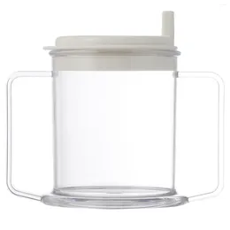 Tazas desechables pajitas de plástico taza de agua para niños Jugo de vidrio Cocina doble mango de mango