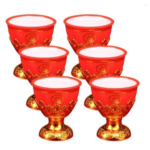 Tazas desechables Pajadas de pajitas rojas Tibetanas Agua budista que ofrece taza mini s flautas de boda chinas copas de vino a prueba