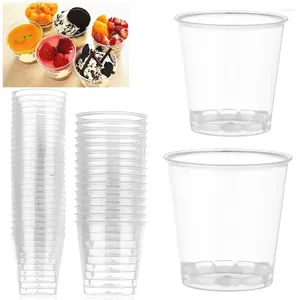 Gobelets jetables pailles outils de décoration réutilisables boîtes à pouding Dessert tasse à muffins ronde en plastique Transparent Cupcake