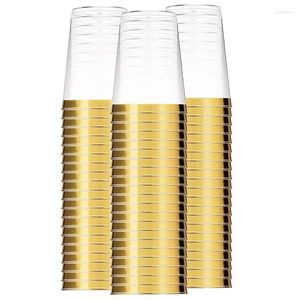 Cups jetables Paignes Shgo -100x Gold Plastic 10 oz Gobeurs clairs à bilan Fancy Wedding Elegant Party C