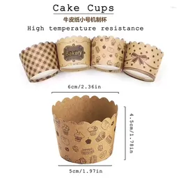 Wegwerpbekers rietjes kleine kraftpapier machine gemaakte cup mafen cake temperatuurbestendige oven bakken huishoudelijke lade 50 pack