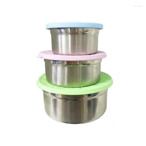 Wegwerpbekers rietjes kleine stapelbare peuter snackcontainers voor kinderen (300/600/1100 ml) lekvrij roestvrij staal met deksels