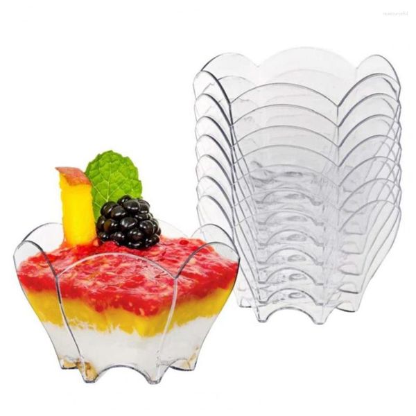 Gobelets jetables pailles lisse Dessert fleur gâteau tasse accessoires bords joli décoratif forme légère disposition 24 pièces