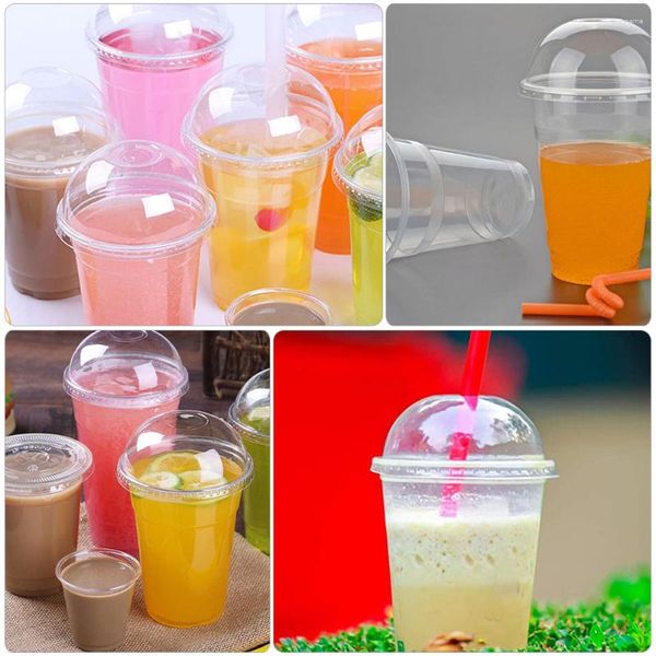 Gobelets jetables Pailles Smoothie Cup Jus Transparent Desserts Gobelets en plastique Accessoire d'approvisionnement multifonction